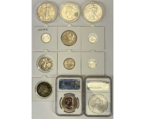 UNITED STATES OF AMERICA & CANADA SILVER COINS COLLECTION - to include 1oz fine silver coins having 2012 and 2013 dates, thre