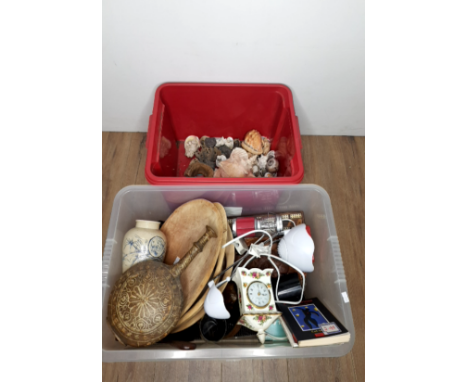 1 BOX OF SEASHELLS AND 1 BOX OF ASSORTED GOODS INC ROYAL ALBERT CLOCK ETC