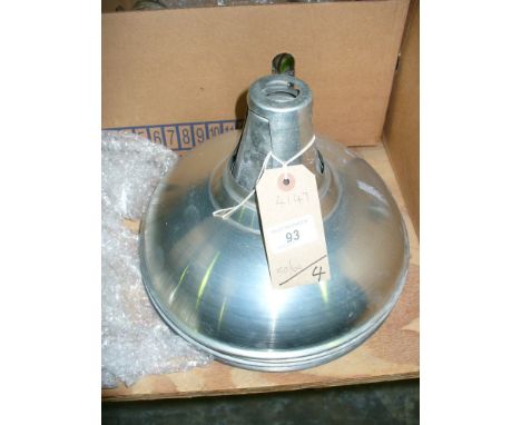 4 Metal industrial type hanging light shades.