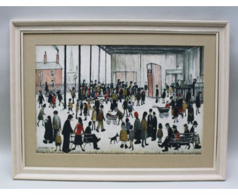 AFTER LAURENCE STEPHEN LOWRY 'Punch &amp; Judy', A coloured lithograph, believed first issue 'school prints' publications, 43
