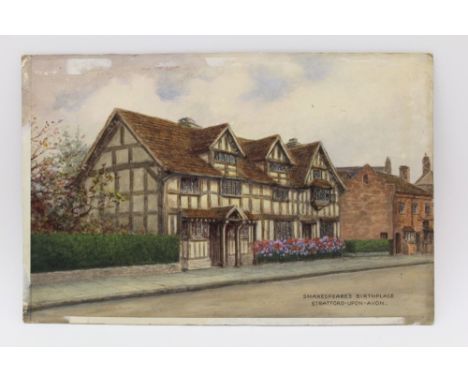 WILLIAM WELLS QUATREMAIN (1857-1930) 'Shakespeare's Birthplace, Stratford Upon Avon', watercolour painting on board, inscribe