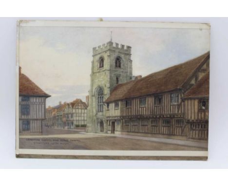 WILLIAM WELLS QUATREMAIN (1857-1930) 'Grammar School and Guild Chapel, Stratford Upon Avon' (King Edward VI school shown here