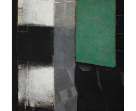 John Shinnors (b.1950)Lighthouse, Man's Twin Cats and WashingOil on canvas, 149 x 151cm (58¾ x 59½")SignedProvenance: With Ta