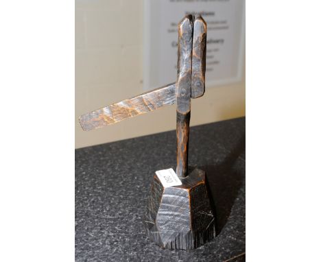 Early carved treen rush light holder 