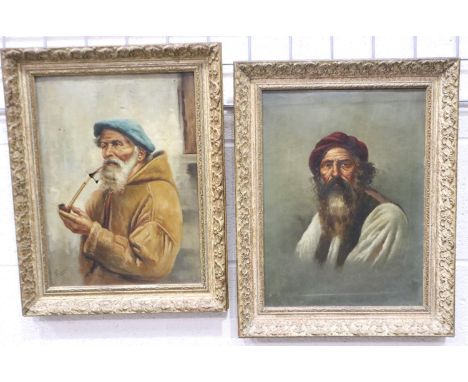Raffaele Frigerio (Italian, 1875-1948): a pair of oils on canvas one depicting a bearded gentleman wearing a turban the other