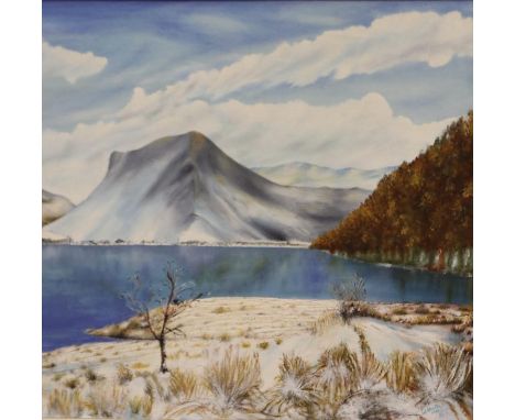 William Heaton (20th century): oil on board, Sunshine After Rain Fleetwith Pike and Buttermere English lakes, dated 1981 and 