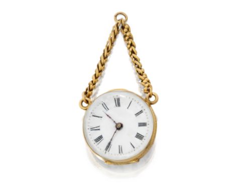 Swiss. An late 19th century key wind gold and glass ball watchCirca 1890Nickel finish key wound movement, white enamel dial w
