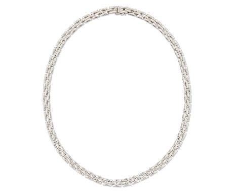 An 18ct white gold necklace, of brick or gate link design, with concealed box clasp, Birmingham hallmarks, 2002, length 42.5c