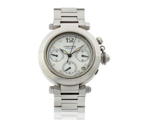 Cartier. A stainless steel automatic chronograph calendar bracelet watch Pasha de Cartier, Ref: 2412, Circa 1999Automatic mov