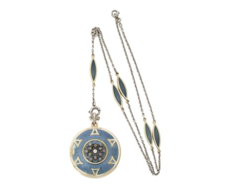 Whiteside & Blank. An American Belle Époque 14ct gold and platinum diamond set locket, of circular outline, millegrain set wi