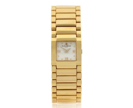 Baume & Mercier. An 18ct gold quartz bracelet watch Catwalk, Circa 1990 Quartz movement, white dial with applied gilt Roman q