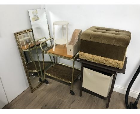 2 MIRRORS POUFFE TEA TROLLEY ETC (8)
