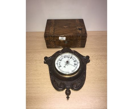 VINTAGE INLAID BOX & BAROMETER