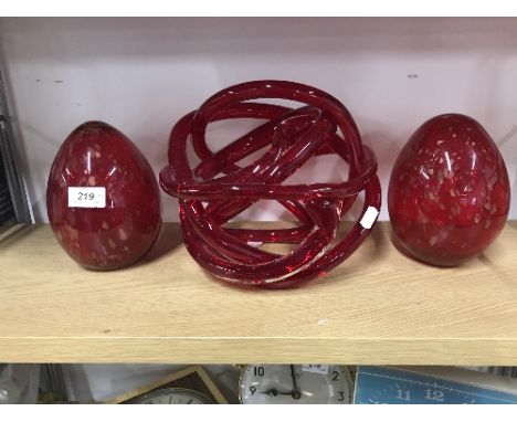 3 GLASS ART PIECES
