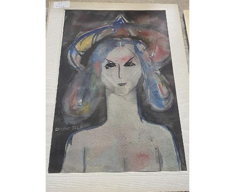 A Dominic Fels portrait of a girl with a hat signed 
