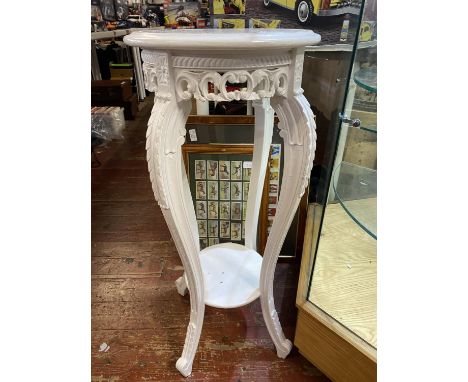A vintage white painted planter stand. 81cm tall. 
