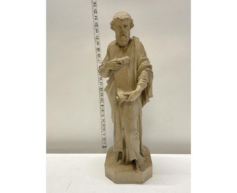 A antique heavy cast ceramic Victorian figure by Burmantofts of Leeds circa 1890. H62cm, shipping unavailable