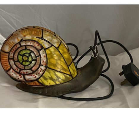 A vintage brass &amp; glass bedside light in the form of a snail. A/F untested, shipping unavailable 