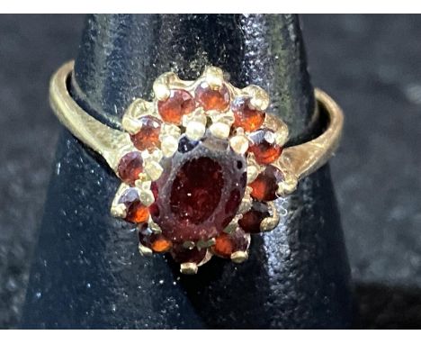 A 9ct gold &amp; red garnet ring. 2.41 grams 