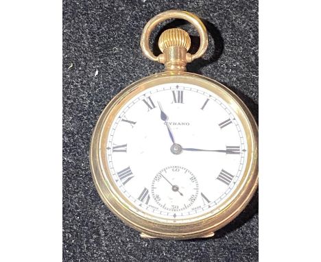 A 1920's Swiss 7 jewel Dennison watch company gold plated pocket watch in working order. 