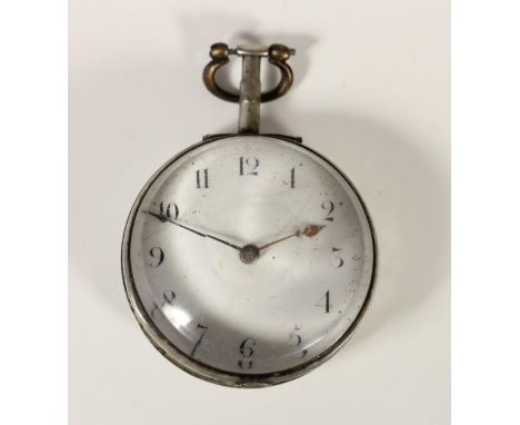 Sam Newton, Burnley, a George III silver cased fusee pair case pocket watch, London 1802, white enamel dial, the signed movem