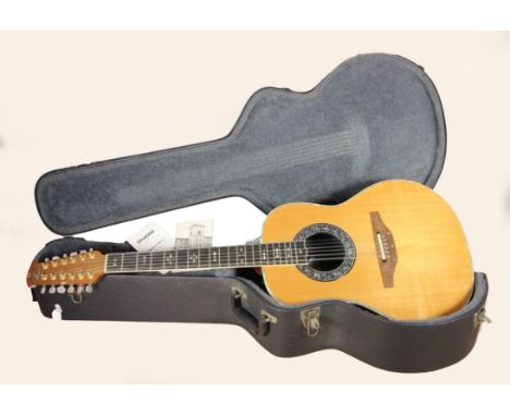 A 12 string Ovation electric acoustic, custom legend guitar pre amp, model number: 178-4c, serial number: 513527, with abalon