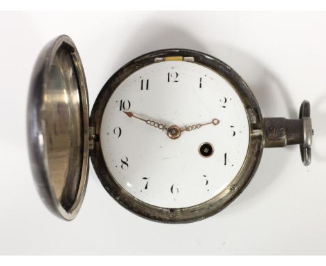 William Rogers, London, a silver full hunter pocket watch, London 1806, the white enamel dial with winder at 4 o'clock, gold 