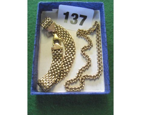 9ct gold gate bracelet, and a chain bracelet, approx 9gms