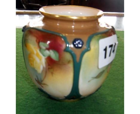 Royal Worcester (James Hadley Roses) pot, c.1903 (3”)