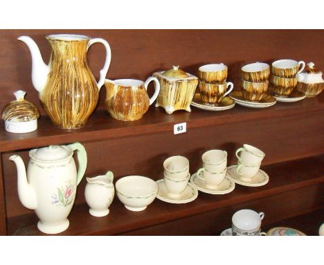 1930's New Hall China coffee set, and another coffee set (two shelves)