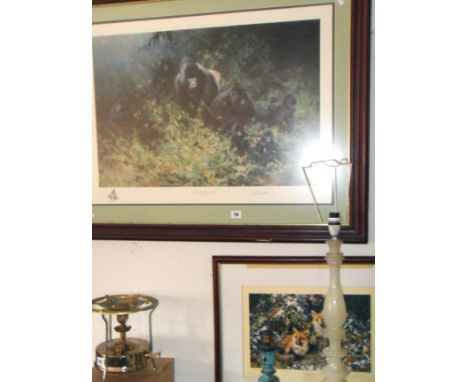 Large signed David Shepherd colour print of “The Mountain Gorillas of Bwanda”, and another David Shepherd signed colour print