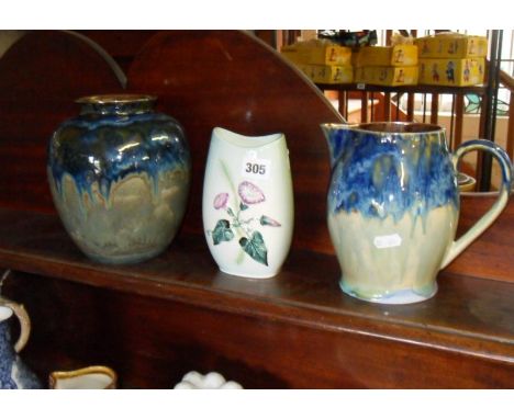Carltonware vase, and a “Trial” glazed stoneware jug & vase by Burslem pottery