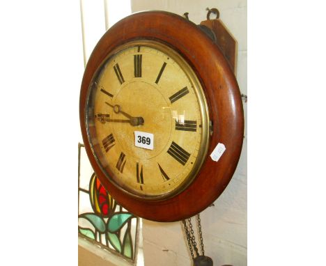 19th c. round 'Black Forest' alarm wall clock