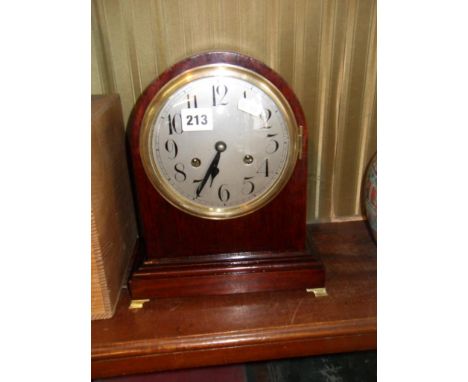 Edwardian arch-topped mantle clock in mahogany case