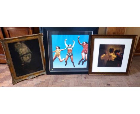 Framed Rembrandt print, framed Polka Dot Bathers (GT 2/499) and framed Magill print 'The First Dance'. Condition report: see 