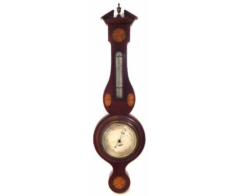 Small mahogany inlaid aneroid barometer by F. A. Neubert Southport Condition report: see terms and conditions