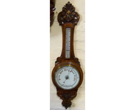 Edwardian oak aneroid barometer Condition report: see terms and conditions