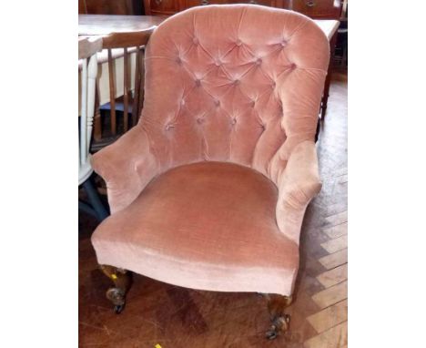 Victorian mahogany button-back nursing chair Condition report: see terms and conditions