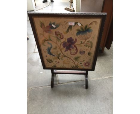 A FOLDING TAPESTRY FIRE SCREEN/TABLE