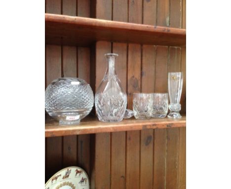 DECANTER AND FOUR OTHER PIECES GLASS   