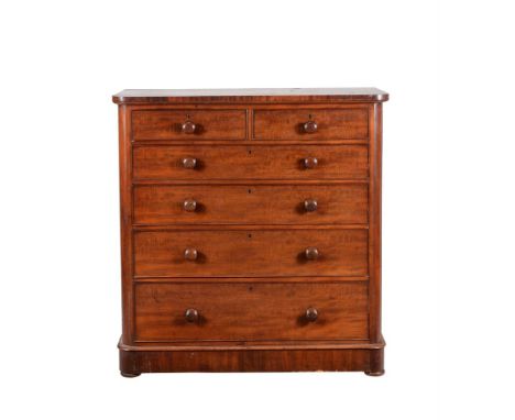 
	
		A Victorian mahogany chest of drawers, circa 1870, one short drawer with ivorine label for COOTE / WITHAM, 119cm high, 1