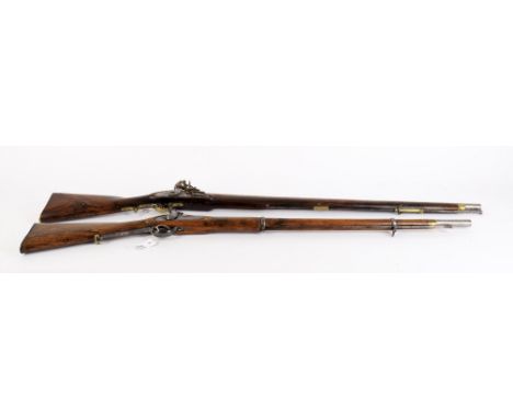 
	
		Militaria- a Brown Bess musket, Indian made using British parts, lockplate stamped Tower, crown with faint initial below