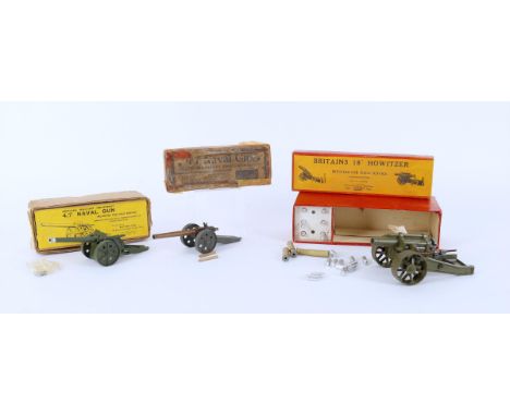 
	
		Britains 18" Howitzer Set No. 2107 Mounted For Field Service in original red/yellow box with directions leaflet, three b