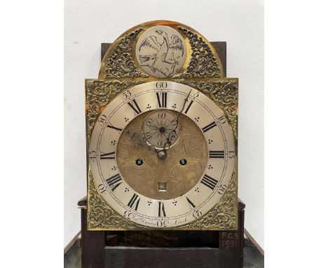 
	
		Vale Downs Louth; a George III oak 8 day longcase clock, 11 3/4" arched dial with silvered chapter ring, subsidiary seco