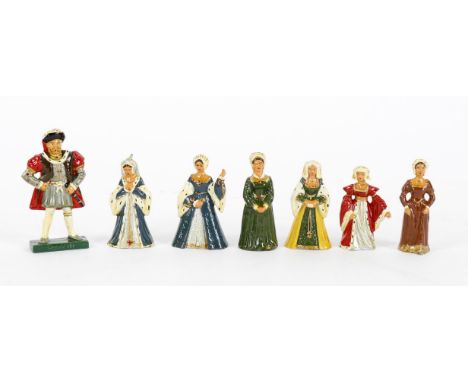 
	
		King Henry VIII and six wives lead figures together and Tradition Toy Style Model Soldiers, design master proof figures 