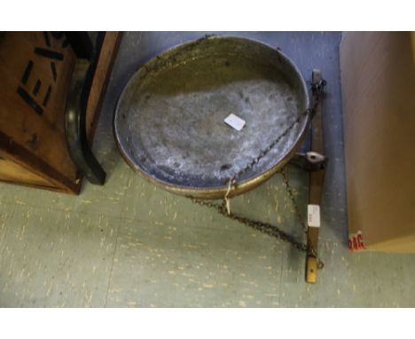 Large brass and copper balance scales