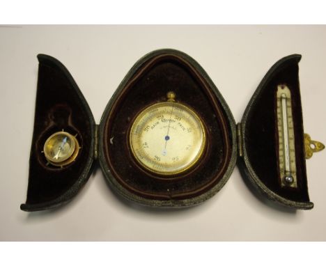 Cased altemeter/barometer, compass set
