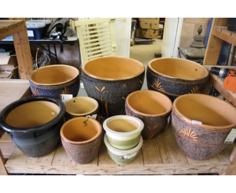 Selection of new ceramic patio pots