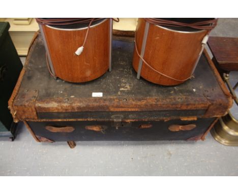 Canvas & leather travel trunk