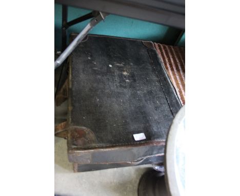 Black canvas on leather trunk